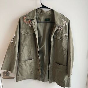 MOTHER Embroidered Olive Green Jacket